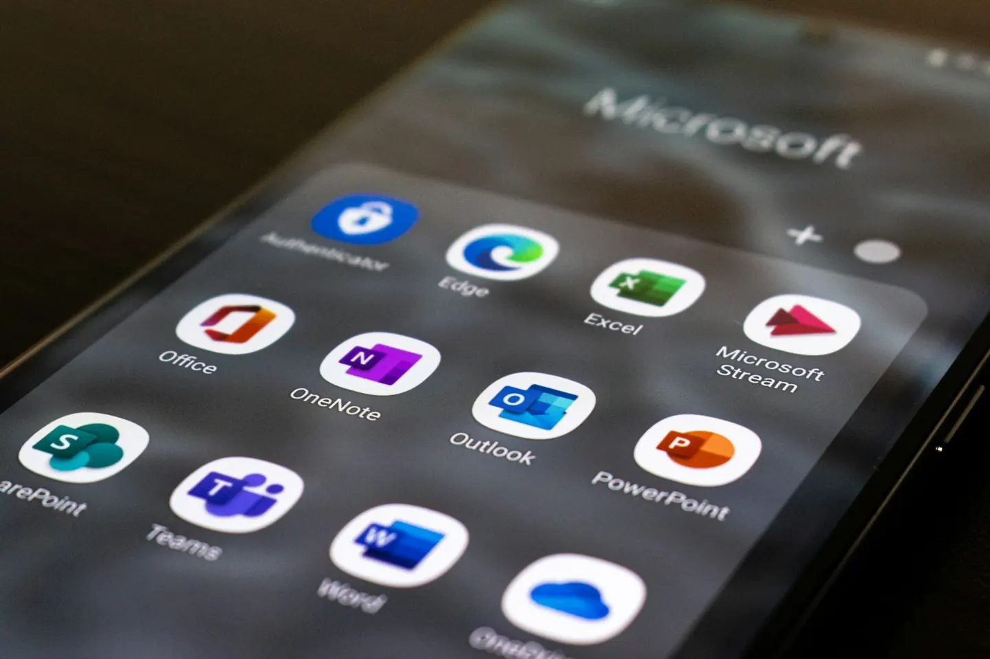 Microsoft 365 apps on a phone screen