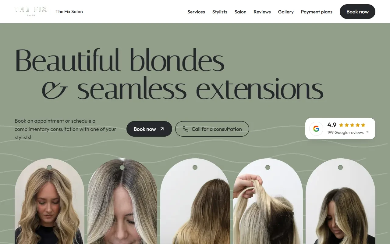 Hair salon site layout