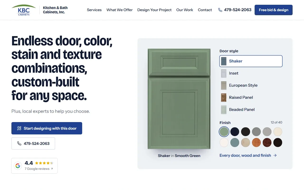 Custom cabinets site layout